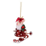 Ornament pentru brad, Soarece pe schiuri, rosu, 11 cm - SIMONA'S CHRISTMAS