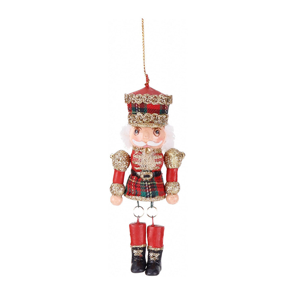 Ornament pentru brad, Spargator de nuci Tartan, rosu/verde, 11 cm - SIMONA'S CHRISTMAS