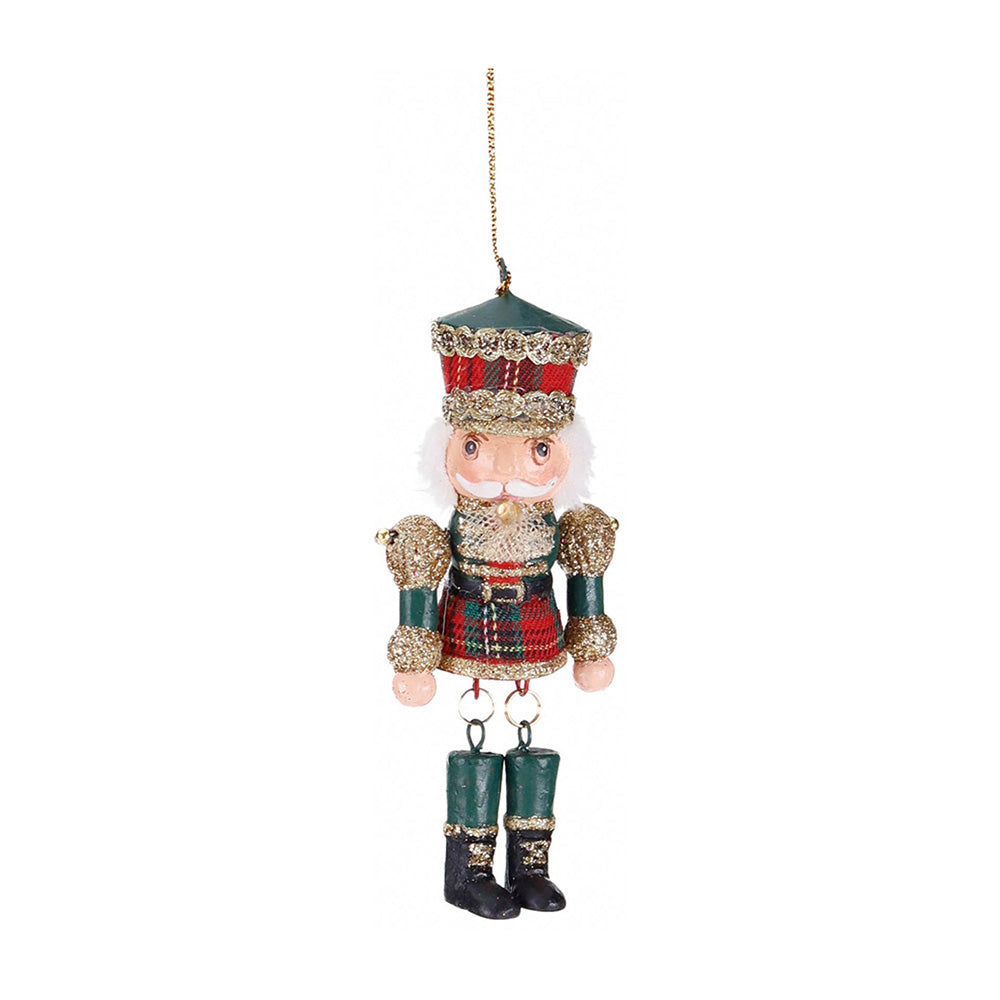 Ornament pentru brad, Spargator de nuci Tartan, rosu/verde, 11 cm - SIMONA'S CHRISTMAS