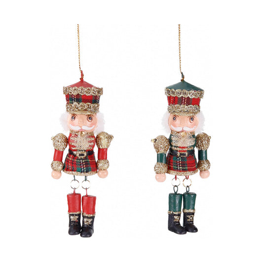 Ornament pentru brad, Spargator de nuci Tartan, rosu/verde, 11 cm - SIMONA'S CHRISTMAS