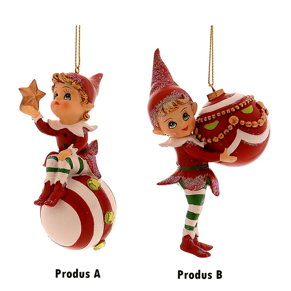 Ornament pentru brad, Spiridus Lachie, rosu/alb, 11 cm - SIMONA'S CHRISTMAS