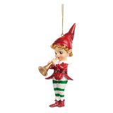 Ornament pentru brad, Spiridus muzical, rosu/verde, 10 cm - SIMONA'S CHRISTMAS