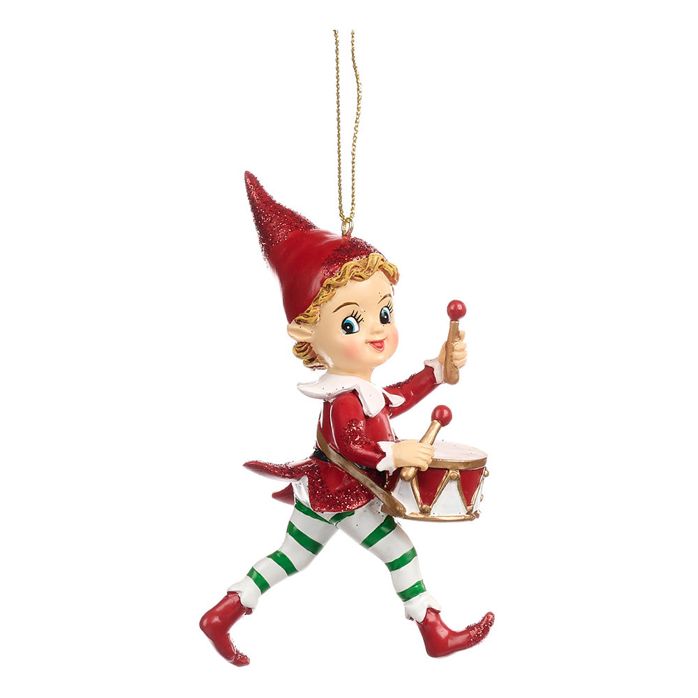Ornament pentru brad, Spiridus muzical, rosu/verde, 10 cm - SIMONA'S CHRISTMAS