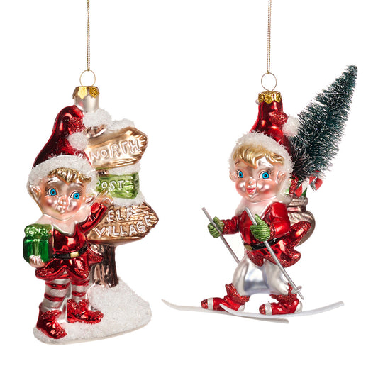 Ornament pentru brad, Spiridus North Pole, rosu/verde, 16 cm, SIMONA'S CHRISTMAS