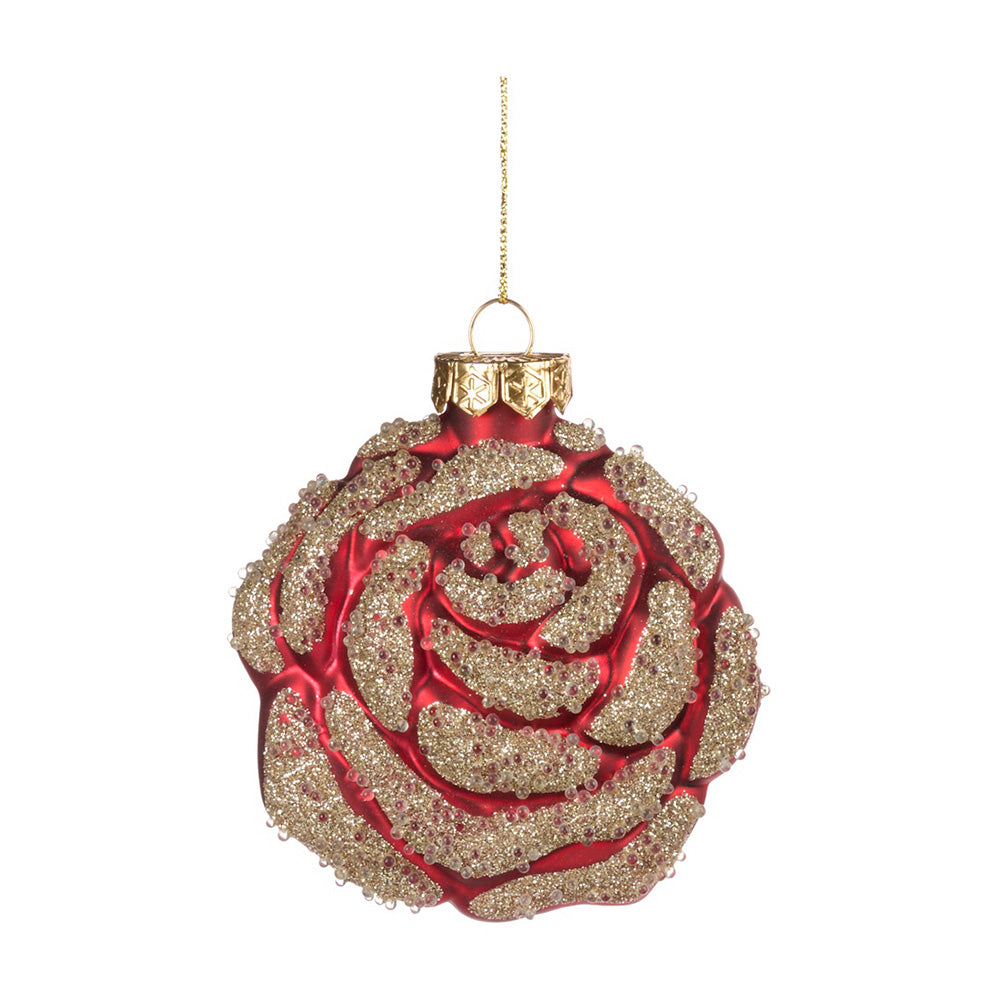 Ornament pentru brad, Trandafir, rosu/roz, 8 cm - SIMONA'S CHRISTMAS