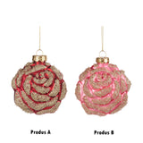 Ornament pentru brad, Trandafir, rosu/roz, 8 cm - SIMONA'S CHRISTMAS