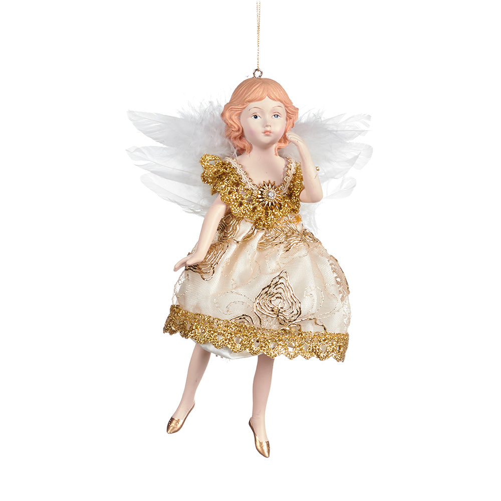 Ornament pentru brad, Zana Dara, crem/auriu, 18 cm - SIMONA'S CHRISTMAS