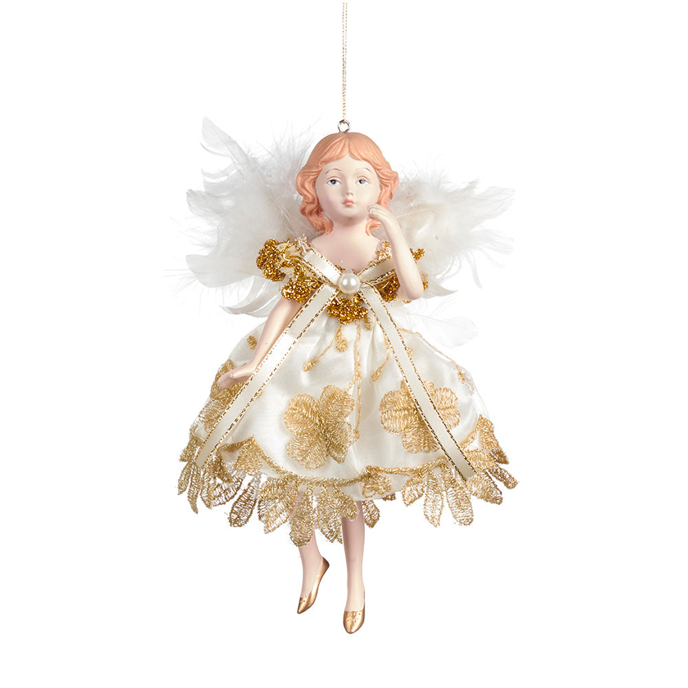 Ornament pentru brad, Zana Dara, crem/auriu, 18 cm - SIMONA'S CHRISTMAS