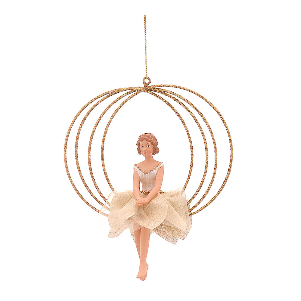 Ornament pentru brad, Zana in cerc, auriu, 14 cm - SIMONA'S CHRISTMAS