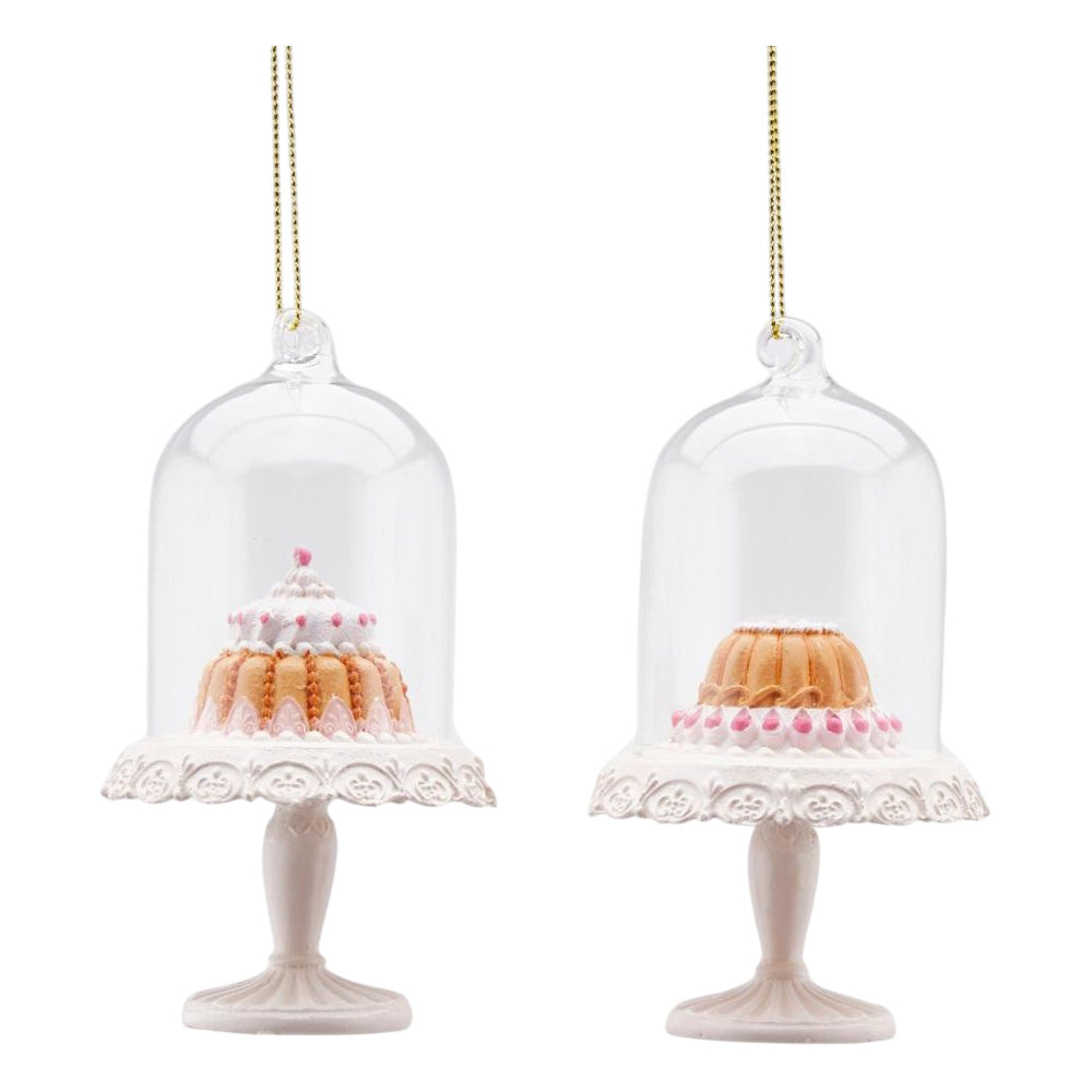 Ornament prajitura in dom, alb-roz, 11 cm - SIMONA'S Christmas