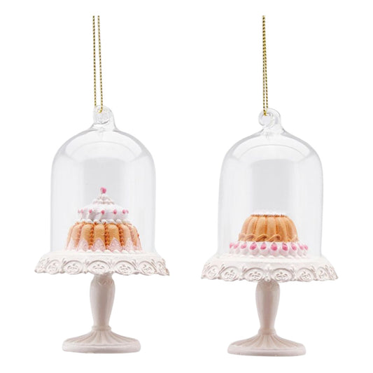 Ornament prajitura in dom, alb-roz, 11 cm - SIMONA'S Christmas