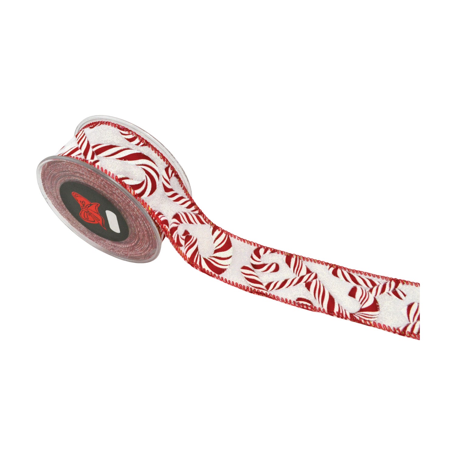Panglica decorativa Candy Canes, rosu/alb, 4.3 cm x 9 m - SIMONA'S CHRISTMAS