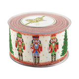 Panglica decorativa Nutcracker, rosu/alb, 5.5 cm x 9 m - SIMONA'S CHRISTMAS