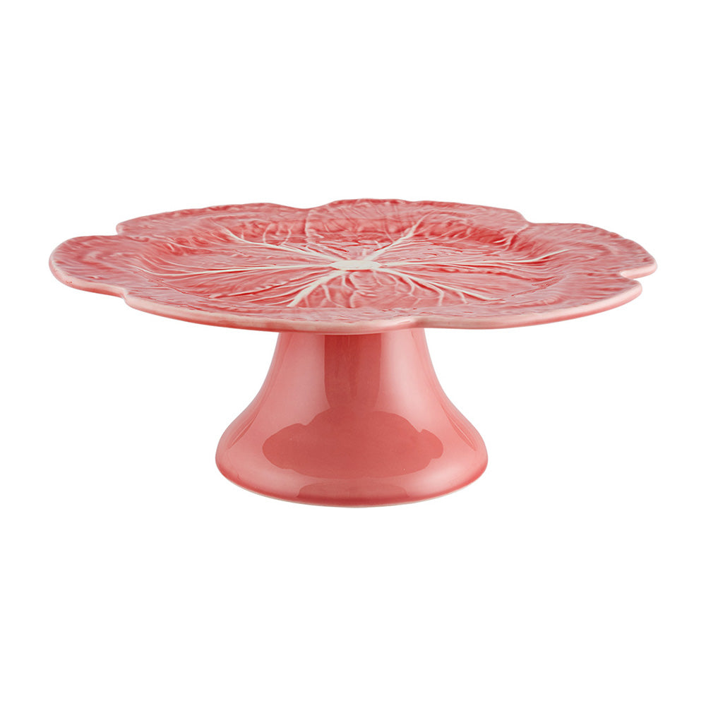 Platou cu picior, 31 cm, roz, Couve - BORDALLO PINHEIRO