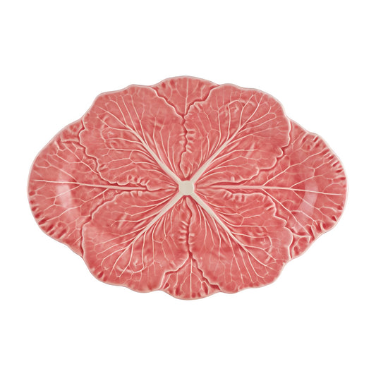 Platou oval, 37.5 cm, roz, Couve - BORDALLO PINHEIRO