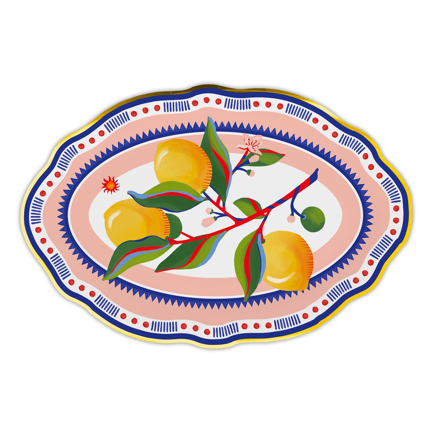 Platou oval Lemons, portelan, 30x21 cm, Dolce Vita - BACI MILANO