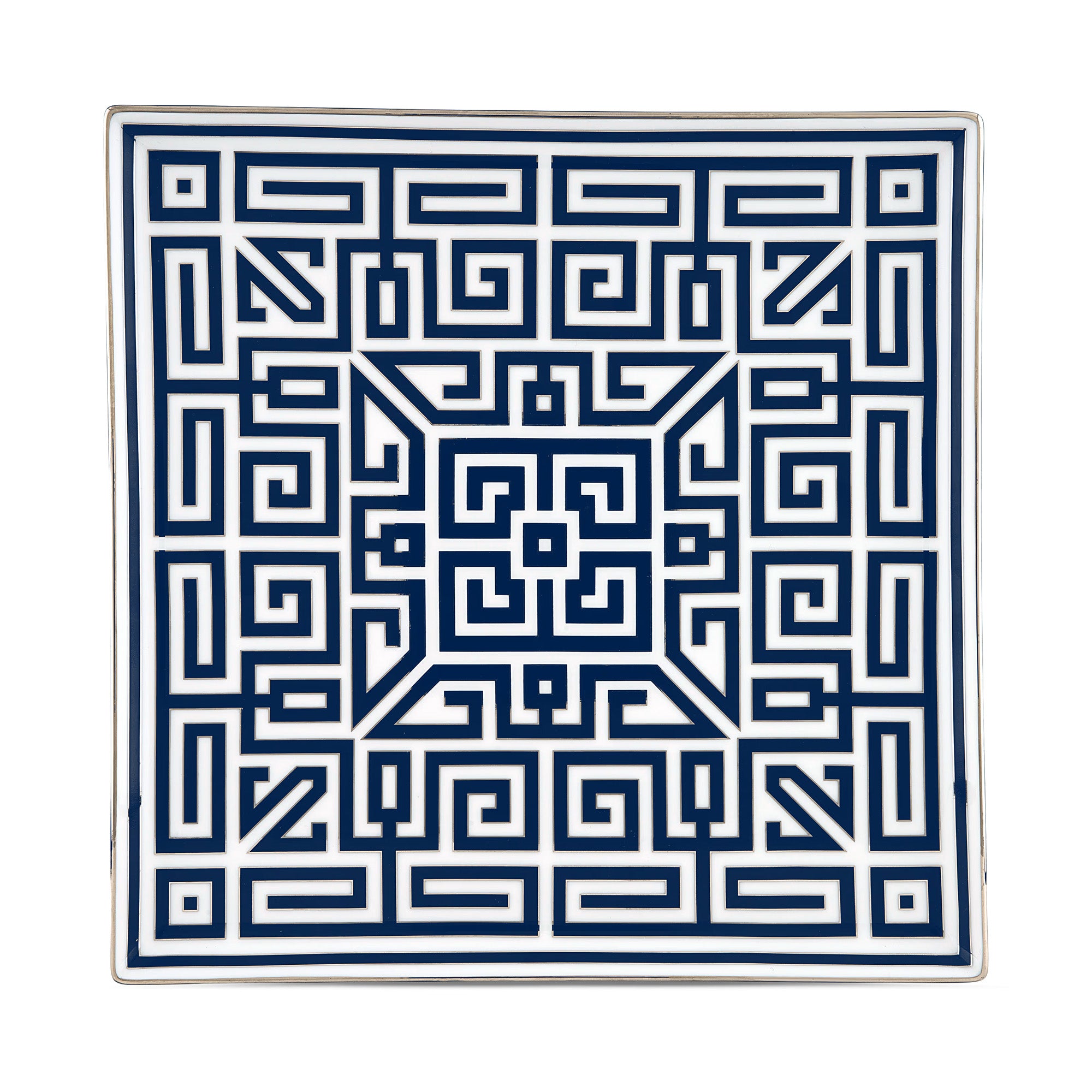 Platou patrat din portelan, 31 cm, Labirinto Zaffiro - GINORI 1735