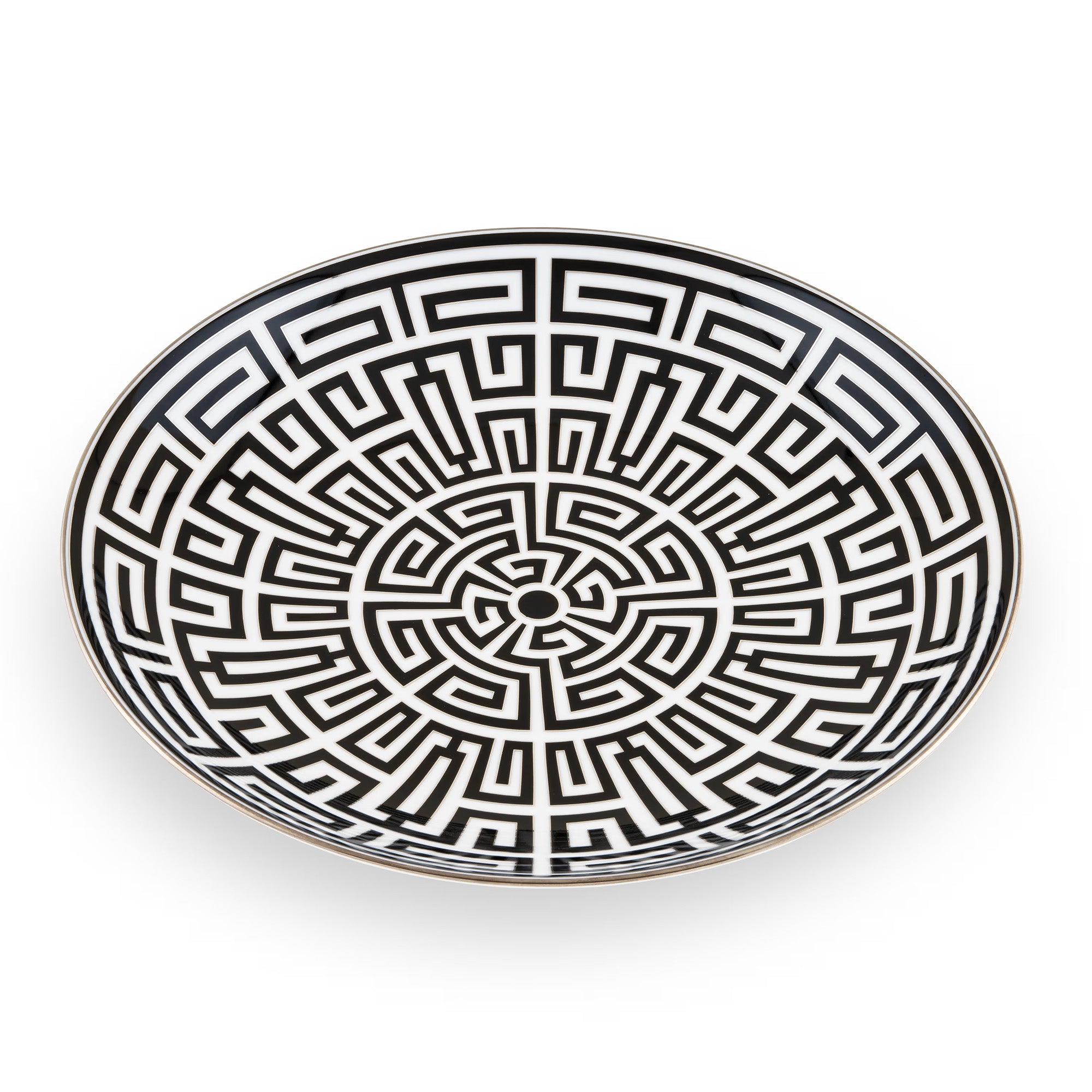 Platou rotund din portelan, 31 cm, Labirinto Nero - GINORI 1735