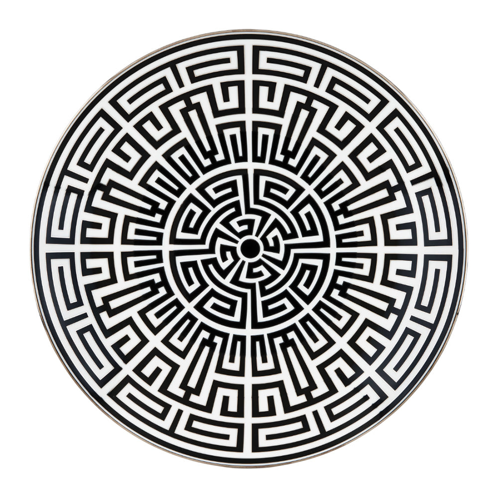 Platou rotund din portelan, 31 cm, Labirinto Nero - GINORI 1735