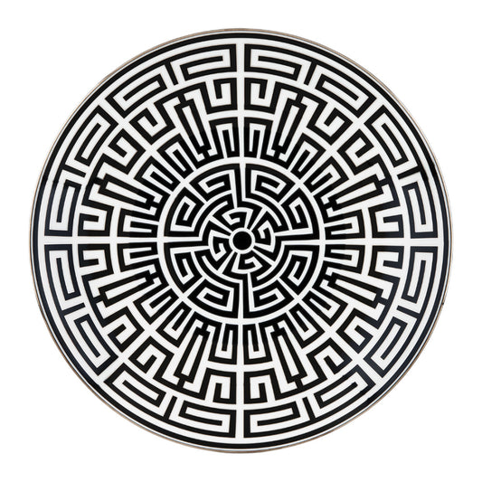 Platou rotund din portelan, 31 cm, Labirinto Nero - GINORI 1735
