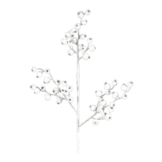 Ramura decorativa Beads Sclipit, alb, 60 cm - SIMONA'S CHRISTMAS