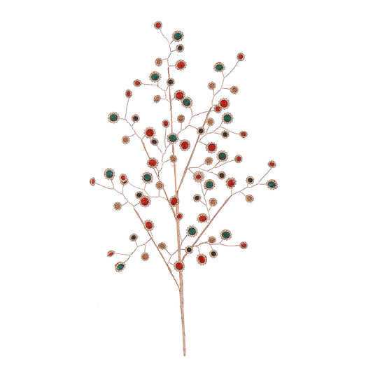 Ramura decorativa Beads, verde/rosu, 73 cm - SIMONA'S CHRISTMAS
