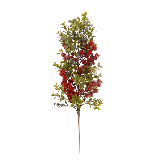 Ramura decorativa Berries, verde/rosu, 60 cm - SIMONA'S CHRISTMAS