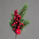Ramura decorativa brad cu mar, verde/rosu, 60 cm - SIMONA'S CHRISTMAS