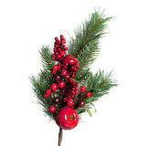 Ramura decorativa brad cu mar, verde/rosu, 60 cm - SIMONA'S CHRISTMAS
