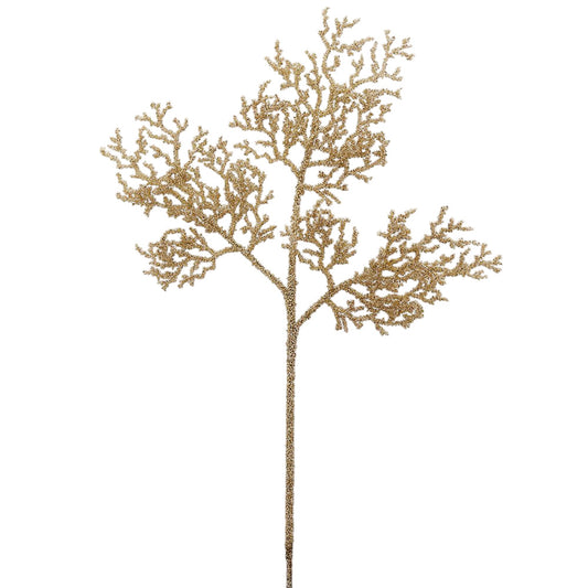 Ramura decorativa Coral cu glitter, sampanie, 48 cm - SIMONA'S Christmas