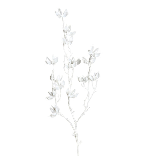 Ramura decorativa Cotton Sclipit, alb, 100 cm - SIMONA'S CHRISTMAS
