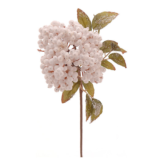 Ramura decorativa Fragi inghetati, alb, 48 cm - SIMONA'S CHRISTMAS