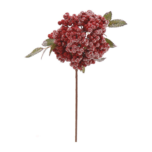 Ramura decorativa Fragi inghetati, rosu, 30 cm - SIMONA'S CHRISTMAS