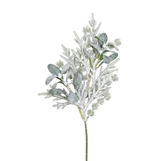 Ramura decorativa inzapezita, Cedru/Vasc, verde, 48 cm - SIMONA'S CHRISTMAS