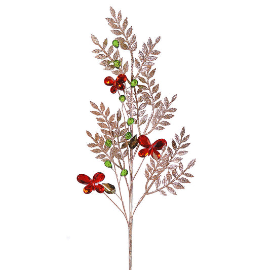 Ramura decorativa Jewel Fluture, rosu/auriu, 76 cm - SIMONA'S CHRISTMAS
