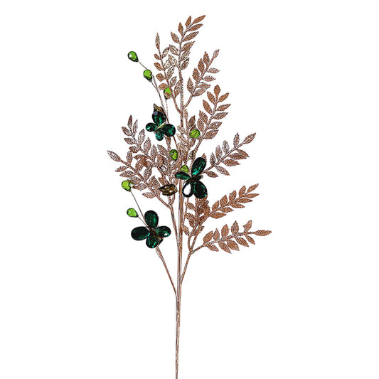 Ramura decorativa Jewel Fluture, verde/auriu, 76 cm - SIMONA'S CHRISTMAS