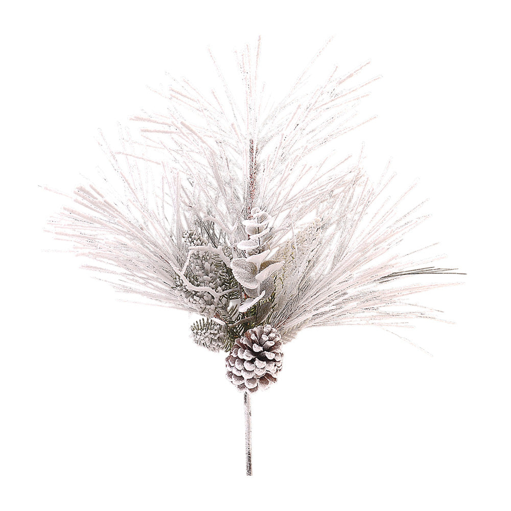 Ramura decorativa Pin Dougal inzapezit, alb, 61 cm - SIMONA'S CHRISTMAS