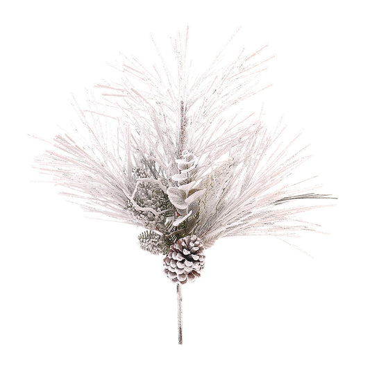Ramura decorativa Pin Dougal inzapezit, alb, 61 cm - SIMONA'S CHRISTMAS