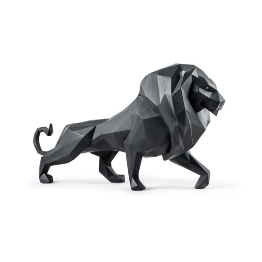 Sculptura din portelan, Lion Matt Black, Origami - LLADRO