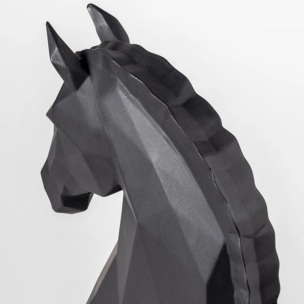 Sculptura din portelan, Matte Black Horse, Origami - LLADRO