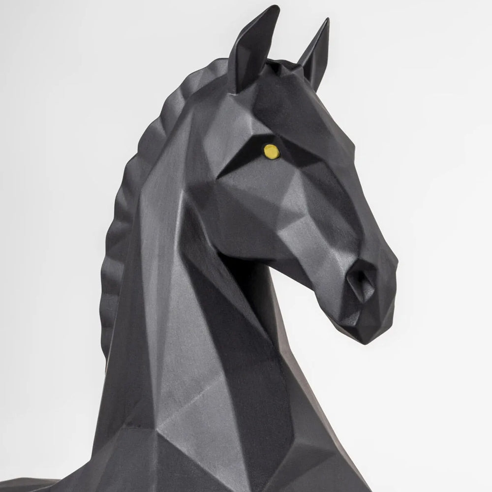 Sculptura din portelan, Matte Black Horse, Origami - LLADRO