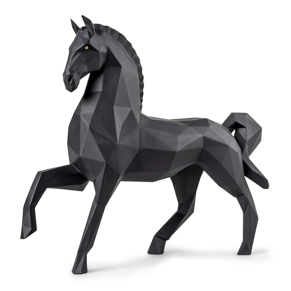 Sculptura din portelan, Matte Black Horse, Origami - LLADRO