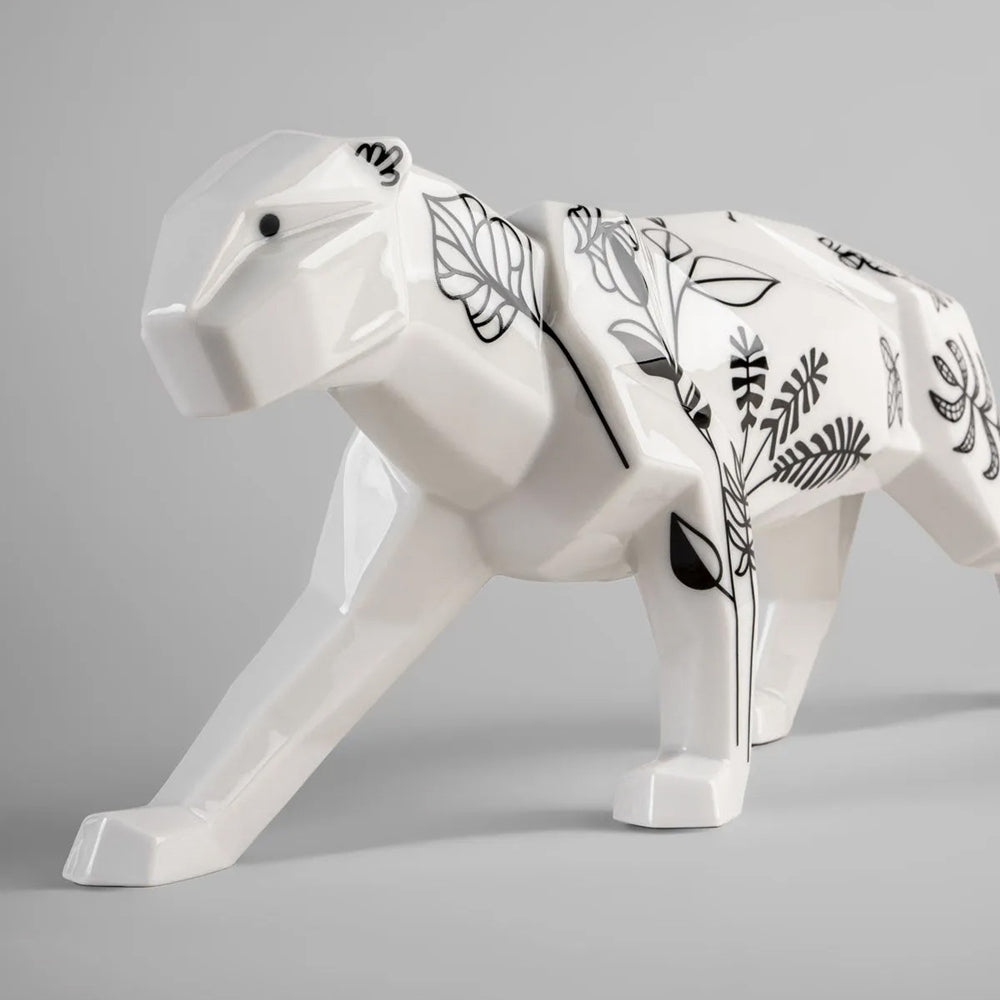 Sculptura din portelan, Pantera Jungle White, Origami - LLADRO