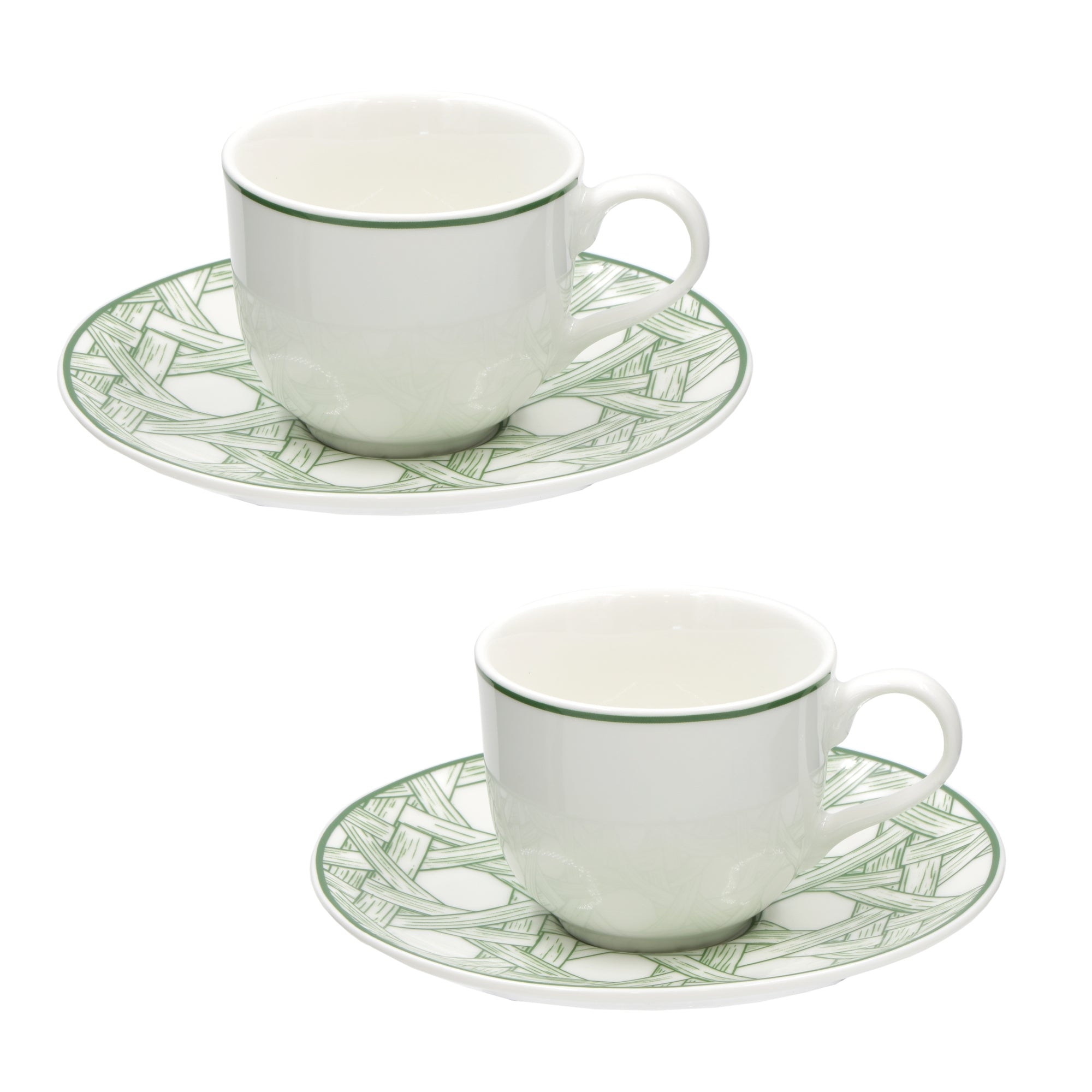 Set 2 cesti pentru cafea si farfurii, Intrigo - LA PORCELLANA BIANCA