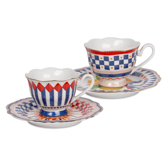 Set 2 cesti pentru cafea si farfurii, portelan, Dolce Vita - BACI MILANO