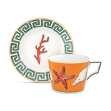 Set 2 cesti pentru ceai si farfurii, 220 ml, Il Viaggio di Nettuno Rock Orange - GINORI 1735