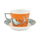 Set 2 cesti pentru ceai si farfurii, 220 ml, Il Viaggio di Nettuno Rock Orange - GINORI 1735