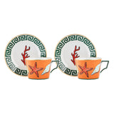 Set 2 cesti pentru ceai si farfurii, 220 ml, Il Viaggio di Nettuno Rock Orange - GINORI 1735