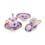 Set 2 cesti pentru espresso si farfurie, 80 ml, Oriente Italiano Azalea - GINORI 1735