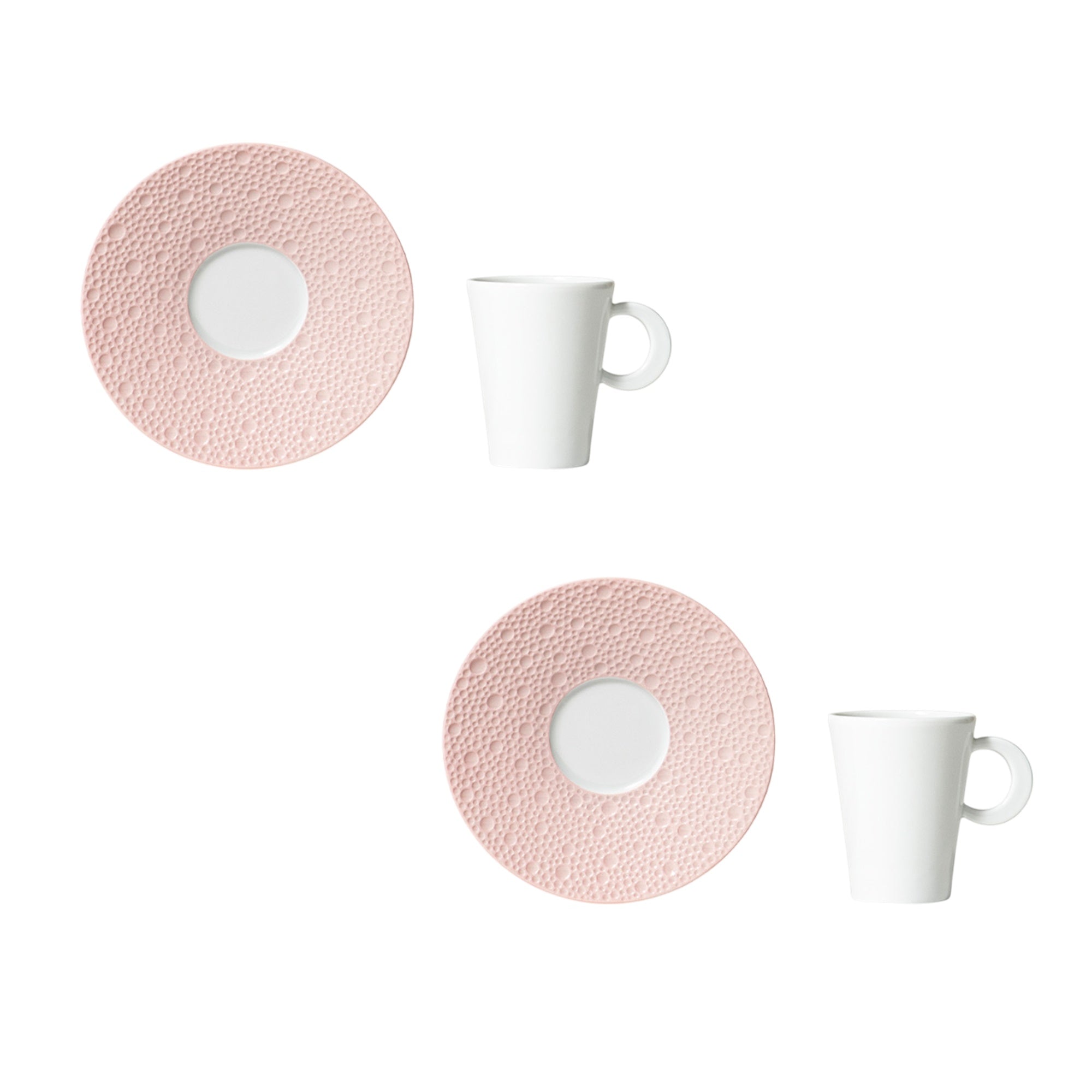 Set 2 cesti pentru espresso si farfurii, 60 ml, Ecume Pink - BERNARDAUD